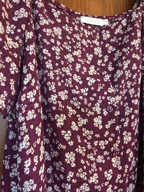 Lush Plum Floral Button-Front Blouse